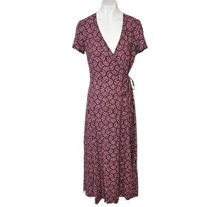 Marine Layer Emlyn Midi Wrap Dress, Drapey, 70's Silhouette, Printed, Size Small